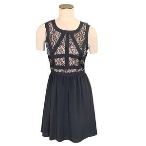 NWT Gianni Bini Averia Dress Lace Lined Bodice Sz 6 Black #132E